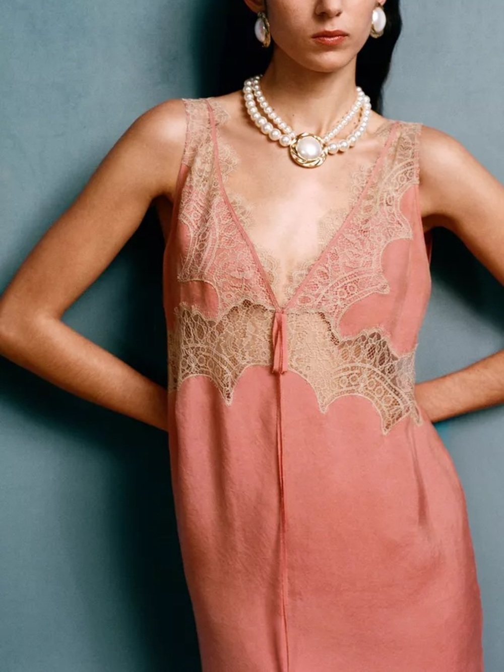 Zara Lace Slip Midi Dress V-Neckline WILLY CHAVARRIA X ZARA Special Collection